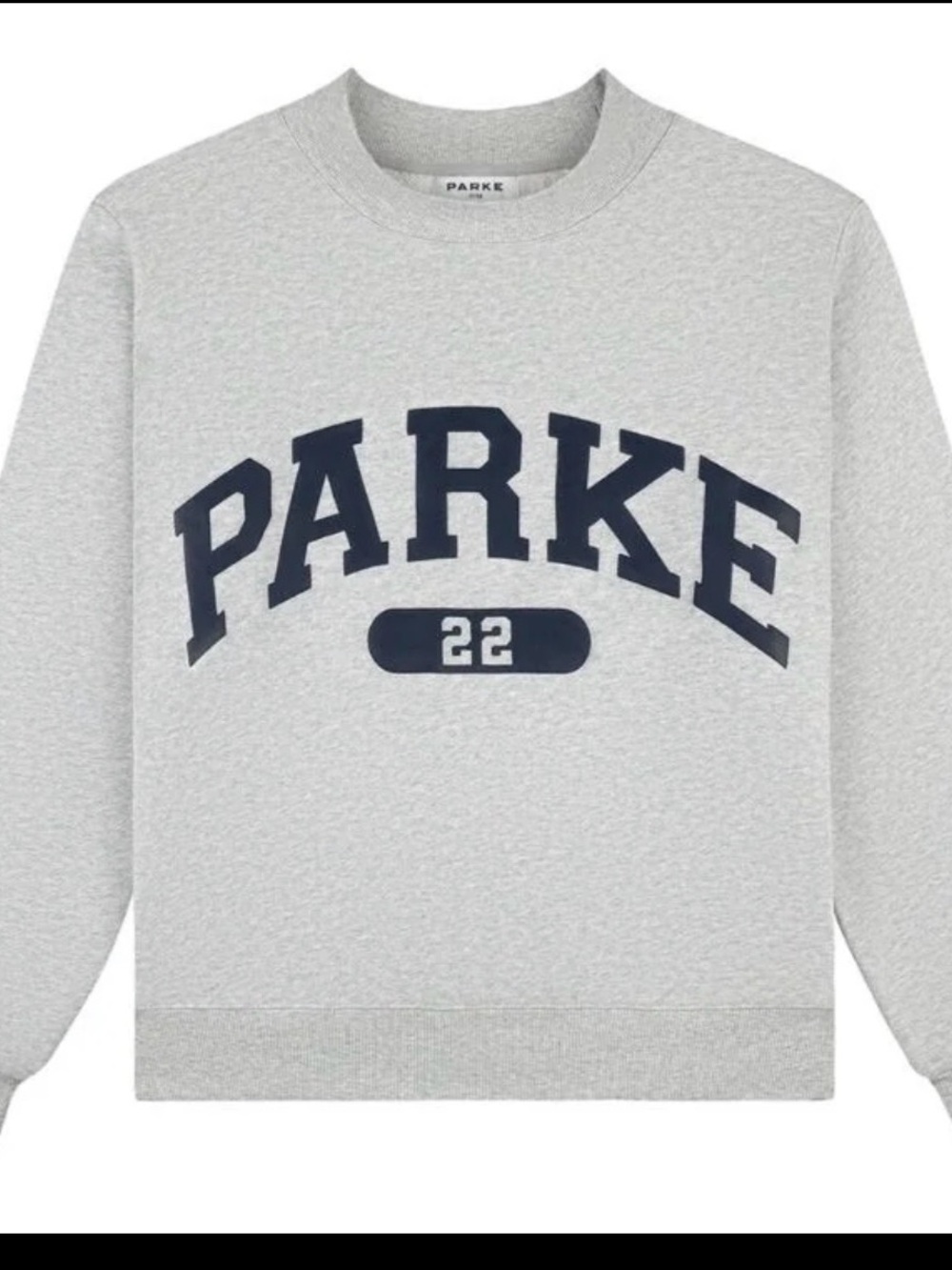 Parke Light Gray Mock neck Sweatshirt with Navy Logo S/M